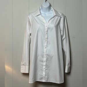Her White Shirt Women 100% Cotton Extra Long Non Iron White Button-Up Shirt Sz 8